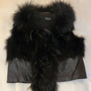Genuine coyote, fur leather vest